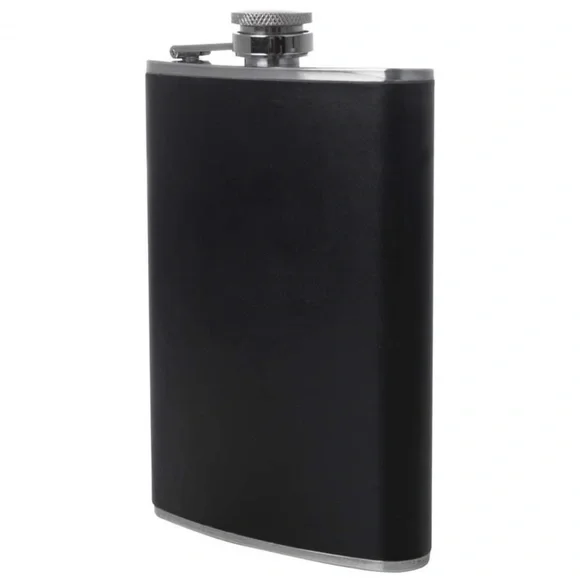 Groomsmen Flask Gifts 8oz Flask with Black Wrap - Picture 3 of 3
